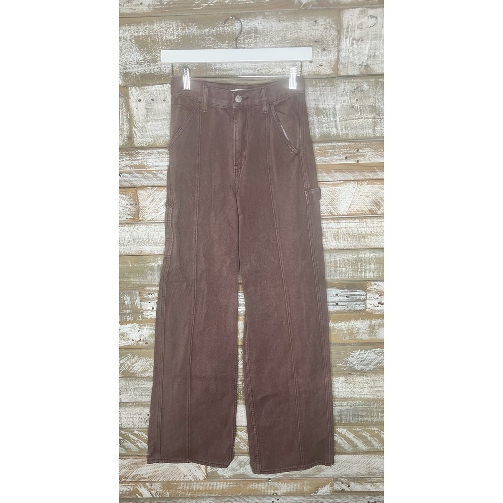 PacSun‎ Ultra High Rise Flare Carpenter Denim Pants Size 24 Brown